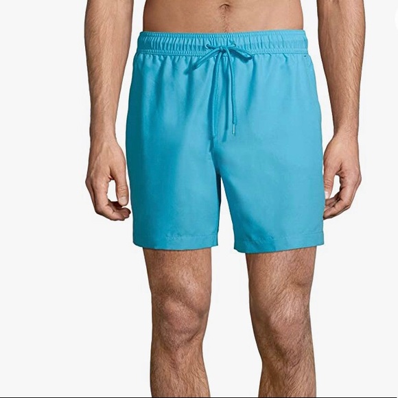 Aqua blue Drawstring Swim trunks - Picture 1 of 3